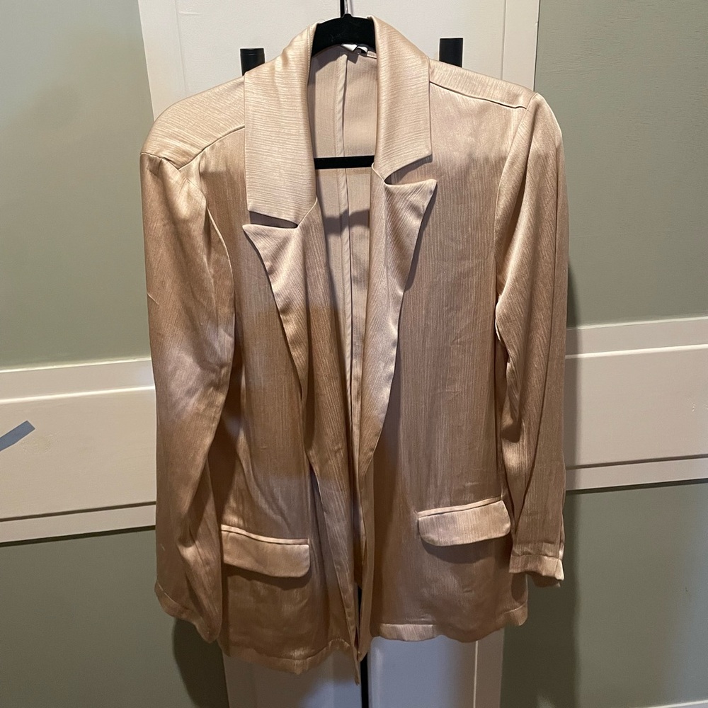 Gianna Champagne Satin Longline Blazer